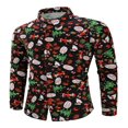 thumbnail image 1 of Men‘s Christmas Dress Shirts Fun Printed Long Sleeve Regular Fit Button Down Shirts Light Blue M, 1 of 3