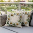 thumbnail image 4 of Spring Pastoral Pillow Covers 2 Pack White Circle Flower Linen Texture Pillowcase Waterproof Outdoor Throw Pillow Cover for Patio Garden Square Cushion 26”x26”, 4 of 9