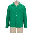 thumbnail image 4 of GuangCheng Men Textured Long Sleeve Button Down Shirts Chest Pocket Casual Breathable Blouses,Army Green,L, 4 of 7