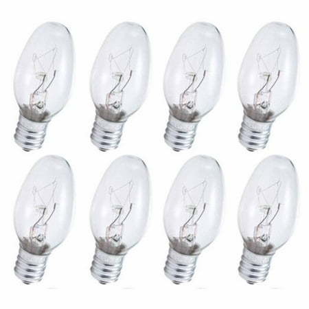 

8 Clear Night Light Bulbs 7 Watt Replacement Lighting 120V 88 Lumens Candelabra