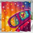 thumbnail image 1 of Christmas Shower Curtain - Vintage Car & Festive Design, 1 of 4