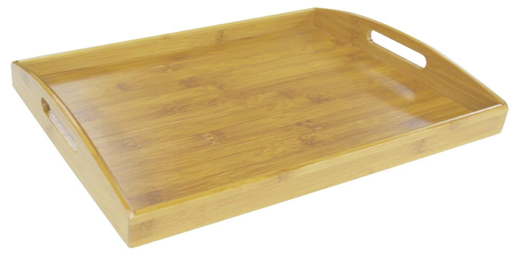 Bamboo Serving Tray with Open Handles, Natural, MULTIUSE FUNCTIONALITY