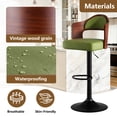 thumbnail image 3 of ClinQ Swivel Adjustable Bar Stools Set of 2, PU Leather Upholstered Bar Chairs with Bentwood Backrest and Hydraulic Lift for Kitchen Island, Green, 3 of 9