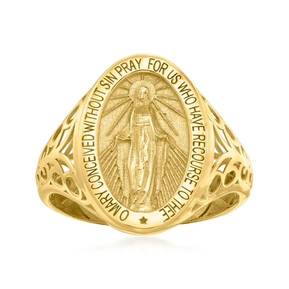 Ross-Simons Italian 14kt Yellow Gold Miraculous Medal Signet Ring, Women's, Adult