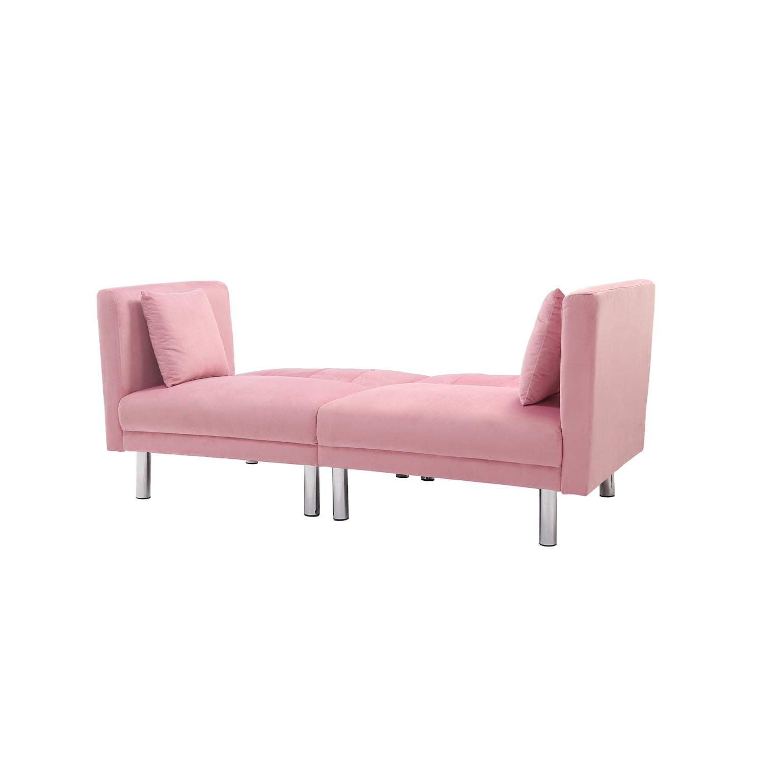 Kadyn Futon Sofa, Fabric Futon Sofa Bed with 2 Pillows, Modern Convertible Futon Sofa for Small Rooms, Pink Kadyn Futon Sofa, Fabric Futon Sofa Bed with 2 Pillows, Modern Convertible Futon Sofa for Small Rooms, Pink