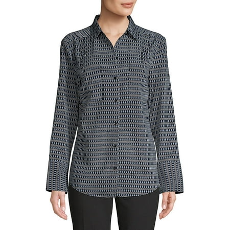 Jones New York Woman Three Button Suit Jacket - Patterned Button Up Shirt