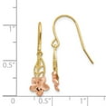 thumbnail image 3 of Primal Gold 14K Two Tone Gold Fancy Plumeria Dangle Earrings, 3 of 5
