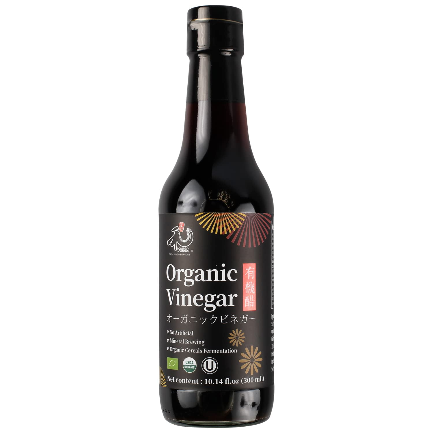 YUHO Organic Black Vinegar Organic, Kosher, No Artificial, Less Salt 10.14 oz