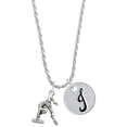 thumbnail image 1 of Delight Jewelry Silvertone Gymnast Balance Beam Silvertone Script Initial Disc - J - Charm Necklace, 20"+3", 1 of 4