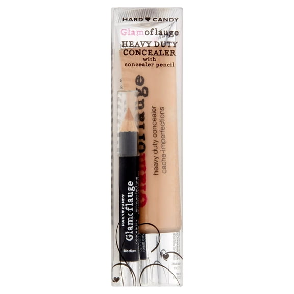 2 Pack HARD CANDY HEAVY DUTTY CONCEALER WITH CONCEALER PENCIL - MEDIUM LIGHT 0488