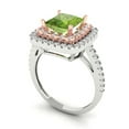 thumbnail image 2 of Halo Engagement Ring for Women - 2.07ct Natural Peridot in 14K White/Rose Gold Promise Ring, 2 of 6