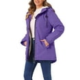 thumbnail image 4 of Abrigo parka para mujer Inspire Chic con cinturón, bolsillos, mangas largas y capucha de piel sintética XL Violeta, 4 of 6