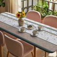thumbnail image 3 of Brown Geometric Table Cloths for 8 Foot Rectangle Tables, Stripes Boho Spring Flowers Pastoral Country Patio Waterproof Elastic Fitted Tablecloths, Washable Rectangular Table Cover for Camping, 3 of 8