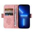 thumbnail image 2 of For iPhone 13 Pro Max Flip Case, Slide Card Pocket Premium PU Leather Folio Flip with Design Card Slots Wrist Strap Shockproof Kickstand Magnetic Protective Cover For iPhone 13 Pro Max, Pink, 2 of 11