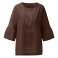 thumbnail image 2 of Hauts à Manches 3/4 pour Femmes Mode Été Col Rond Manches 3/4 Blouses Décontractées Unies Hauts Blouses et Hauts Mode Hauts pour Femmes Manches 3/4 Hauts à Manches 3/4 pour l'Été, 2 of 9