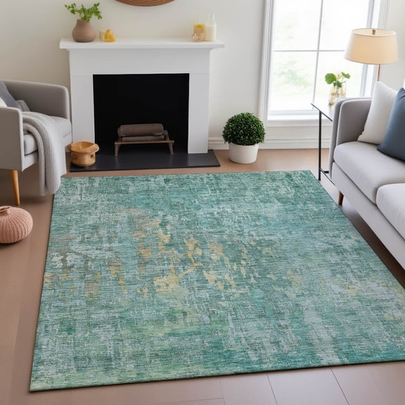 Addison Rugs Mayfield Premium Machine Washable Transitional Modern Teal Rectangle Rug, 10' x 14'