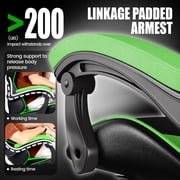 Bigzzia Gaming Chair PU Leather Adjustable Headrest & Lumbar Support, Green