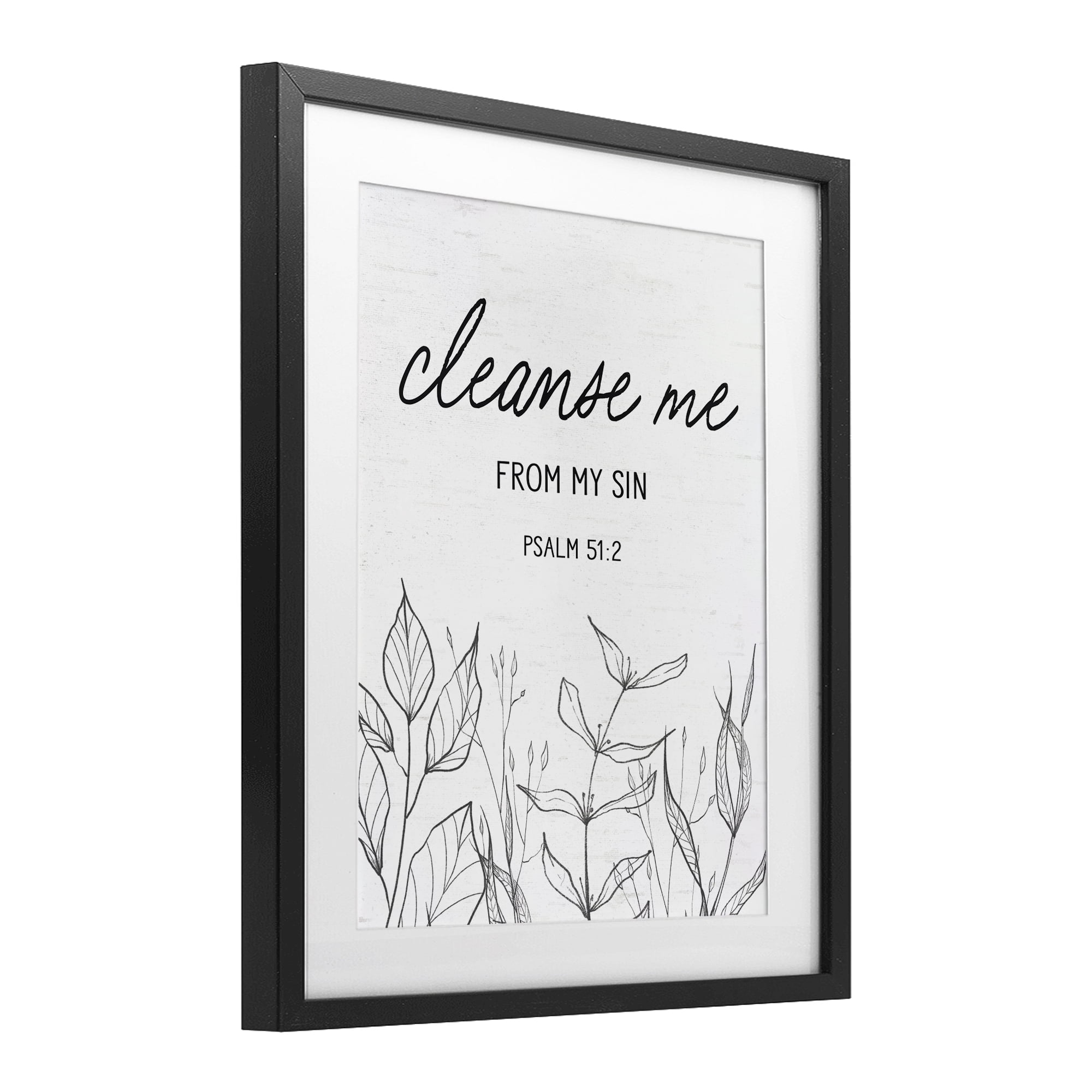 Cleanse Me From Sin Black Framed Print Under Glass, design by Lettered and Lined