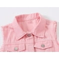 thumbnail image 3 of XINQIHANG Women's Ripped Lapel Collar Button Up Sleeveless Frayed Denim Vest Jacket, 3 of 7