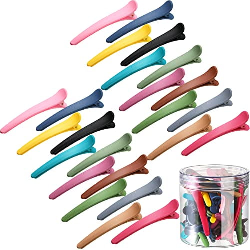 24 Pcs Hair Sectioning Clips,Duck Billed Accessories for Styling,Plastic Hair Clips with Container,2.95 Inch,Colorful,for Women(Colorful)