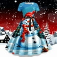 thumbnail image 2 of Women’s Christmas Swing Dress, Short Sleeve Retro Print 1950s Party Dress, Festive Holiday Outfit for Celebrations, 2 of 4