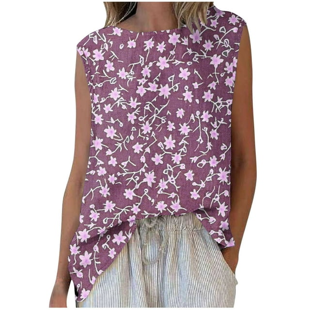 Hauts à Enfiler pour Femmes Printemps Automne Vêtements 2025 Manches Longues Chemises Tendance Col Rond Ample Festival Hauts Mode Décontractée Imprimé Col Rond Sans Manches T-shirt Débardeur Grande Taille pour Femmes Été