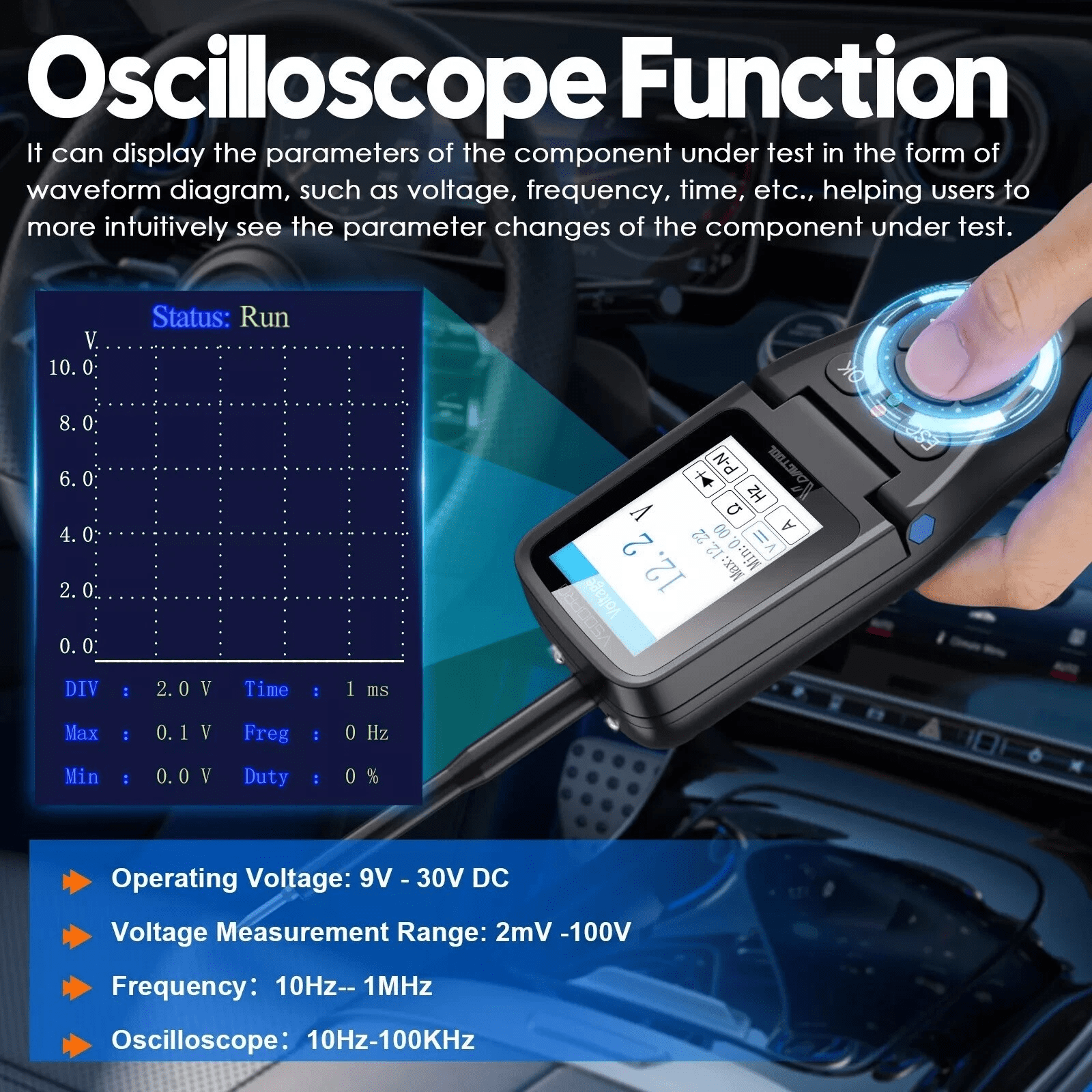 VDIAGTOOL V500 Pro Automotive Circuit Breaker Finder, Power Probe Tester, 9/30V Electrical Open Short Circuit Finder, Digital Multimeter/Oscilloscope/Relay Tester/Injector Test