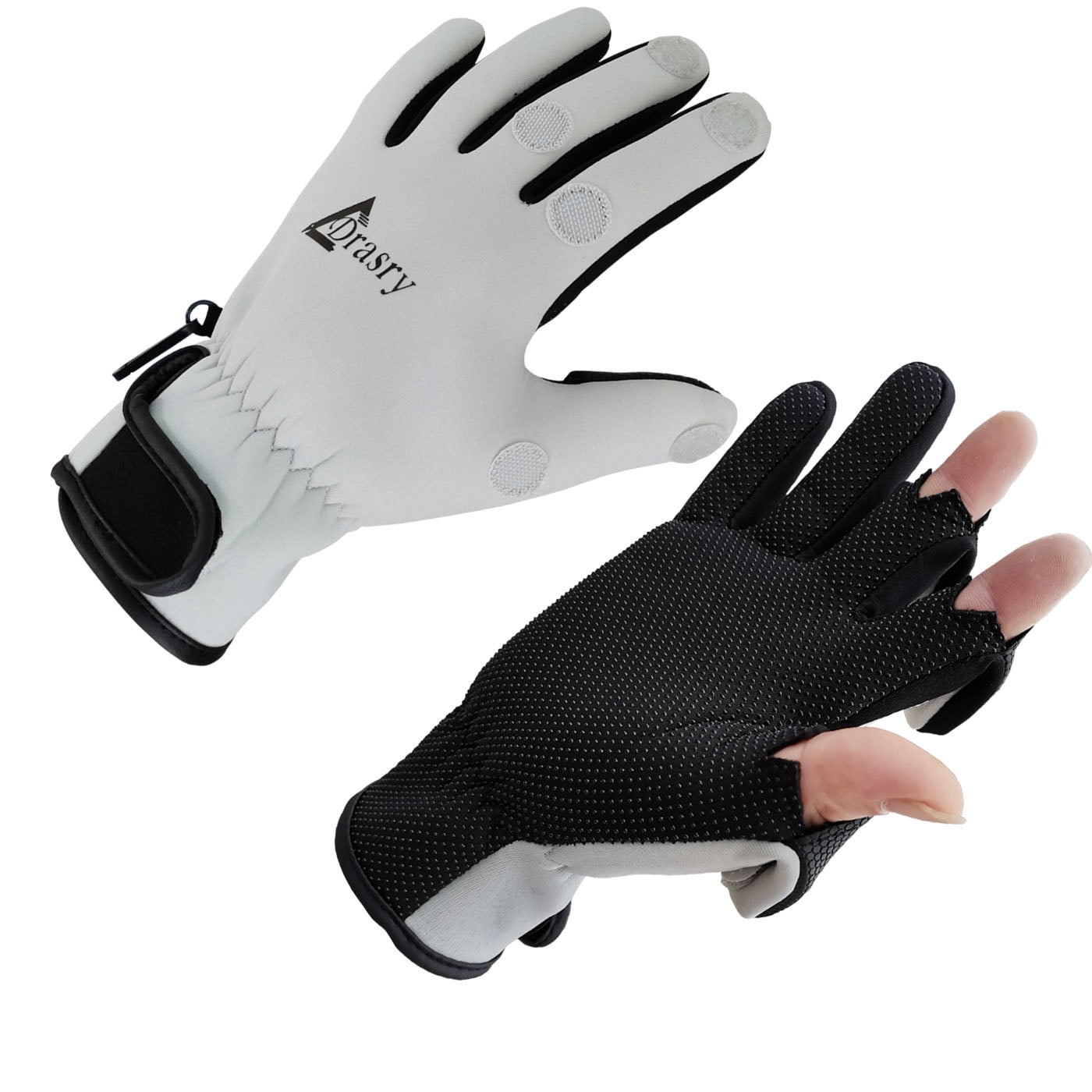 Drasry Neoprene Gloves Touchscreen 3 Cut Fingers Warm Cold Man