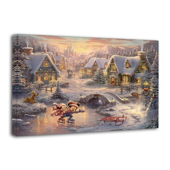 Mickeys And Minnie Christmas Sweetheart Holiday Poster Cool Artworks Painting Wall Art Canvas Prints Hanging Picture Home Decor Posters Gift 16x24inch(40x60cm)
