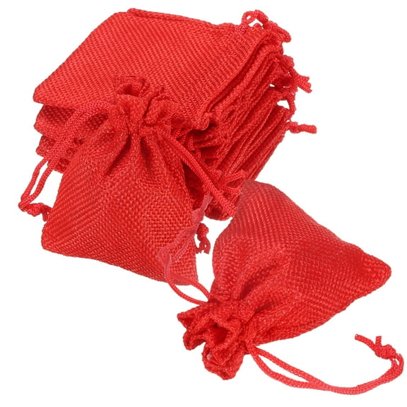 Uxcell 20 Pcs Burlap Bags with Drawstring, 2.8 x 3.5 Inch Favor Sacks Bag Jewelry Pouches for Christmas Thanksgiving Birthday, Red
