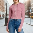 thumbnail image 2 of Valora Elegant Sporty Hooded Zip Jacket for Women – Casual Cropped Sweatshirt in Everyday Wear Hot Pink S, 2 of 9