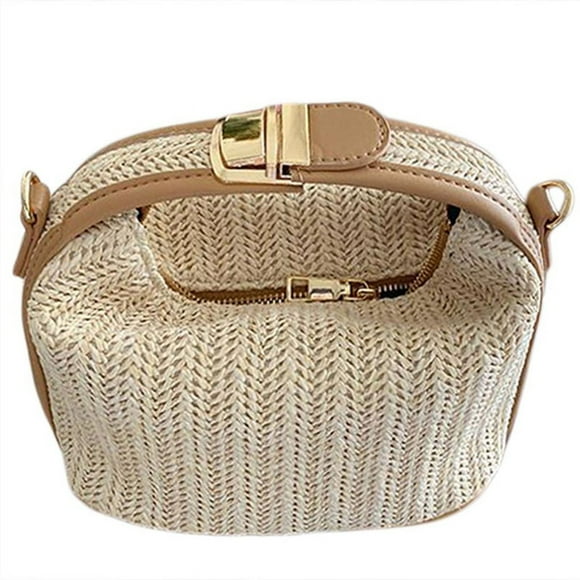 CHUANK Women Straw Crossbody Bag for Small Knitting Summer Purse and Handbag Vacational Bucket Beach Bags