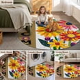thumbnail image 5 of Spring Daisy Round Area Rug 3.3Ft Washable Circle Rugs for Dining Room Table, Brown Modern Abstract Art Dots Floral Non-Slip Carpet Floor Mats Indoor Outdoor Carpet Runner Aesthetic Home Decor, 5 of 8