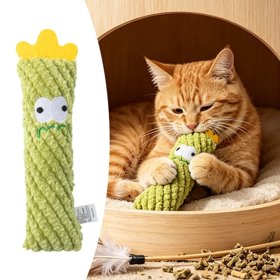 Nallwabiu 1 Pack Organic Cactus Catnip Cat Toy, Soft Plush Interactive Chew & Kicker Toy for Indoor Cats, Dental Cleaning & Teething Relief