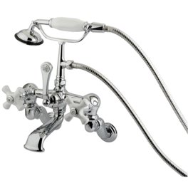 KINGSTON BRASS Vintage Tub Filler With Hand Shower - Polished Chrome 3-3/8" Spread