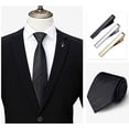 thumbnail image 2 of Juego de 3 alfileres de corbata, alfileres de corbata delgados para hombres, alfileres de corbata delgados de cobre, para el día de San Valentín, Navidad, boda, uso diario (oro, plata, negro), 2 of 5