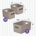 thumbnail image 2 of Decorative Plastic Storage Bins Organizer Baskets, Taupe (Set of 3) 1 Medium, 2 Small - Container Boxes for Organizing Closet Shelves Kitchen Pantry Shelf Bathroom Drawer - Ribbed Design, 2 of 6