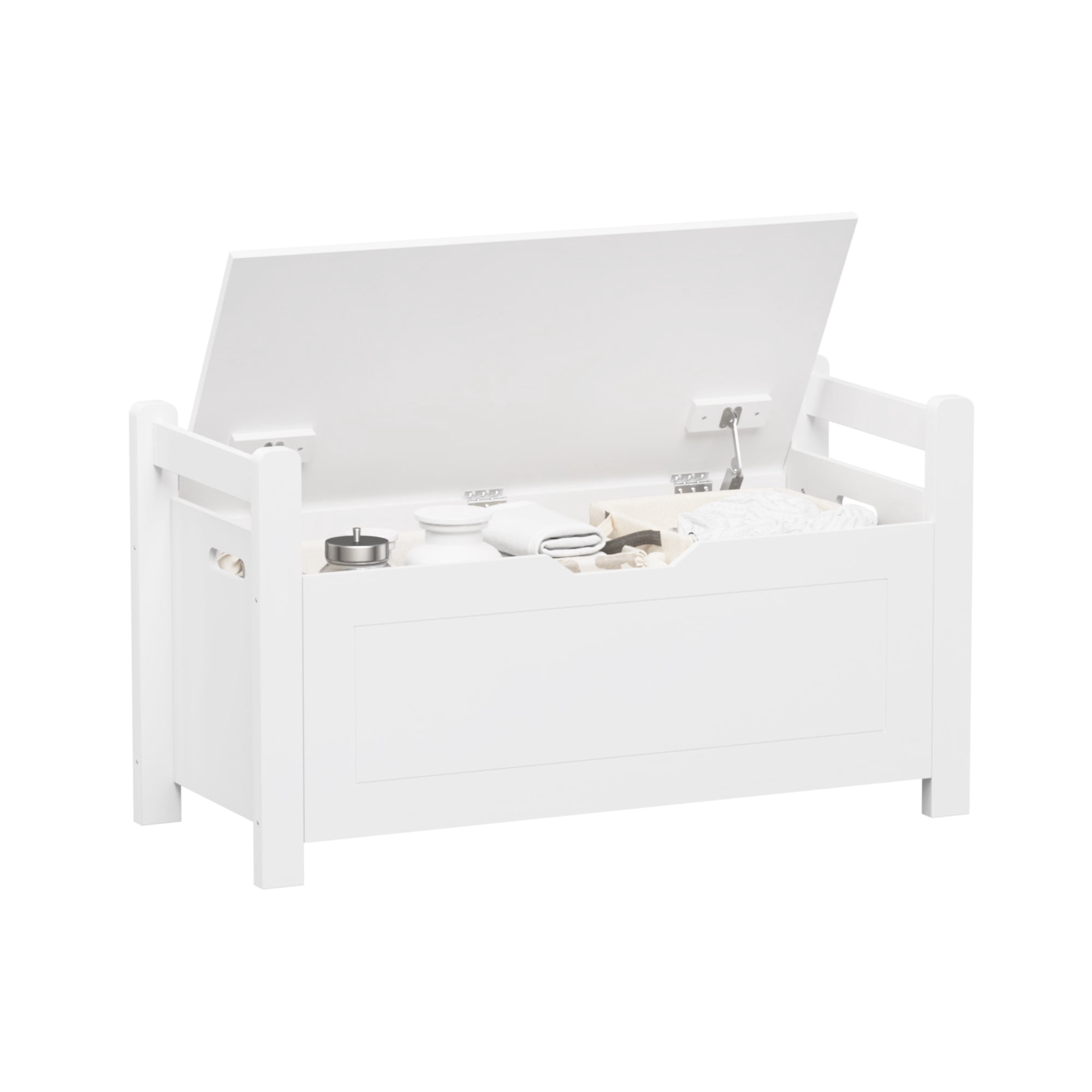 Yesurprise Toy Box Chest for Girls Boys, Wooden Toy Storage Organizer Trunk with Cushion Seat Bench, Flip-top Lid & Safety Hinge, Toy Chest for Nursery Playroom
