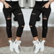 thumbnail image 2 of Pantalones vaqueros rasgados para mujer, pantalones rasgados de talla grande, pantalones pitillo elásticos, Leggings, nuevos, 2 of 5