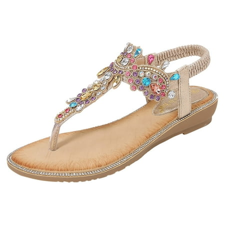 

Gzea Sandals Women Beach Cool Slippers Female Soft Soled Non Slip Wear Resisting Flat Beach Flops Lady Sandals Women Slippers Summer Sandals Gold 39