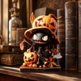 thumbnail image 5 of THOPBPRK Halloween Decorations Wooden Figurines Cute Pumpkin Witch Ghost Cat Statue for Tiered Tray Decor Tabletop Display Home Party Accents Seasonal Holiday Table Centerpiece, 1Pack C, 5 of 7
