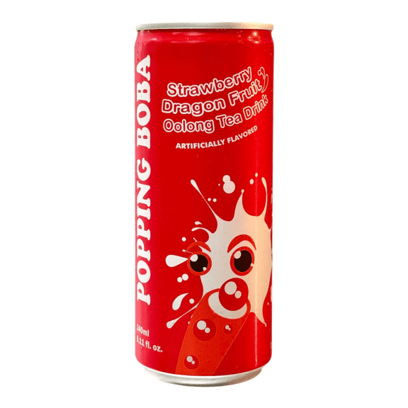 POPPING BOBA DRINK - STRAWBERRY DRAGON FRUIT OOLONG TEA 8 oz*24 CANS/CTN