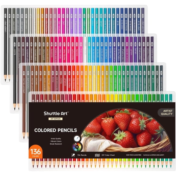 Shuttle Art 136 Colored Pencils,Colored Pencil Set for Adult Coloring Books
