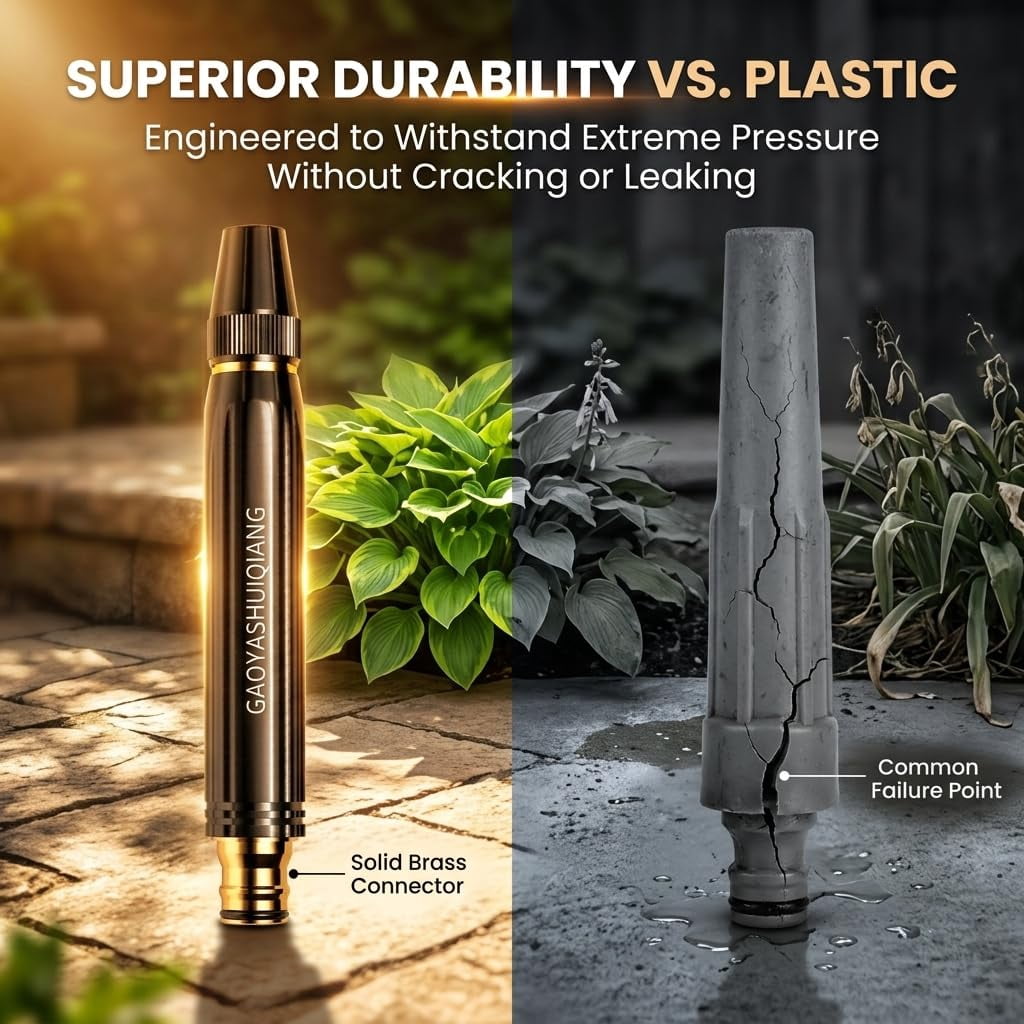 High Pressure Hose Nozzle, Adjustable Water Spray Gun with 3 Spray Modes, Metal Garden Hose Sprayer for Car Wash, Plants Watering, Patio, Floor & Outdoor Cleaning