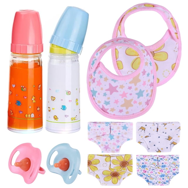 Juego de pañales para muñecas BABESIDE con biberones, chupetes y baberos