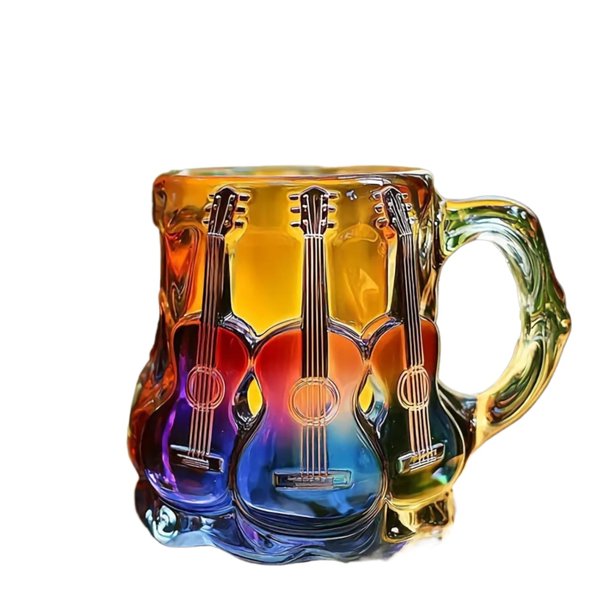Nuevo estilo transfronterizo Guitar Art Mug taza de vidrio guitarra música arte taza taza taza de café