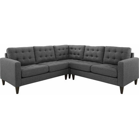 Empress 3pc Upholstered Fabric Sectional Sofa Set Gray - Modway