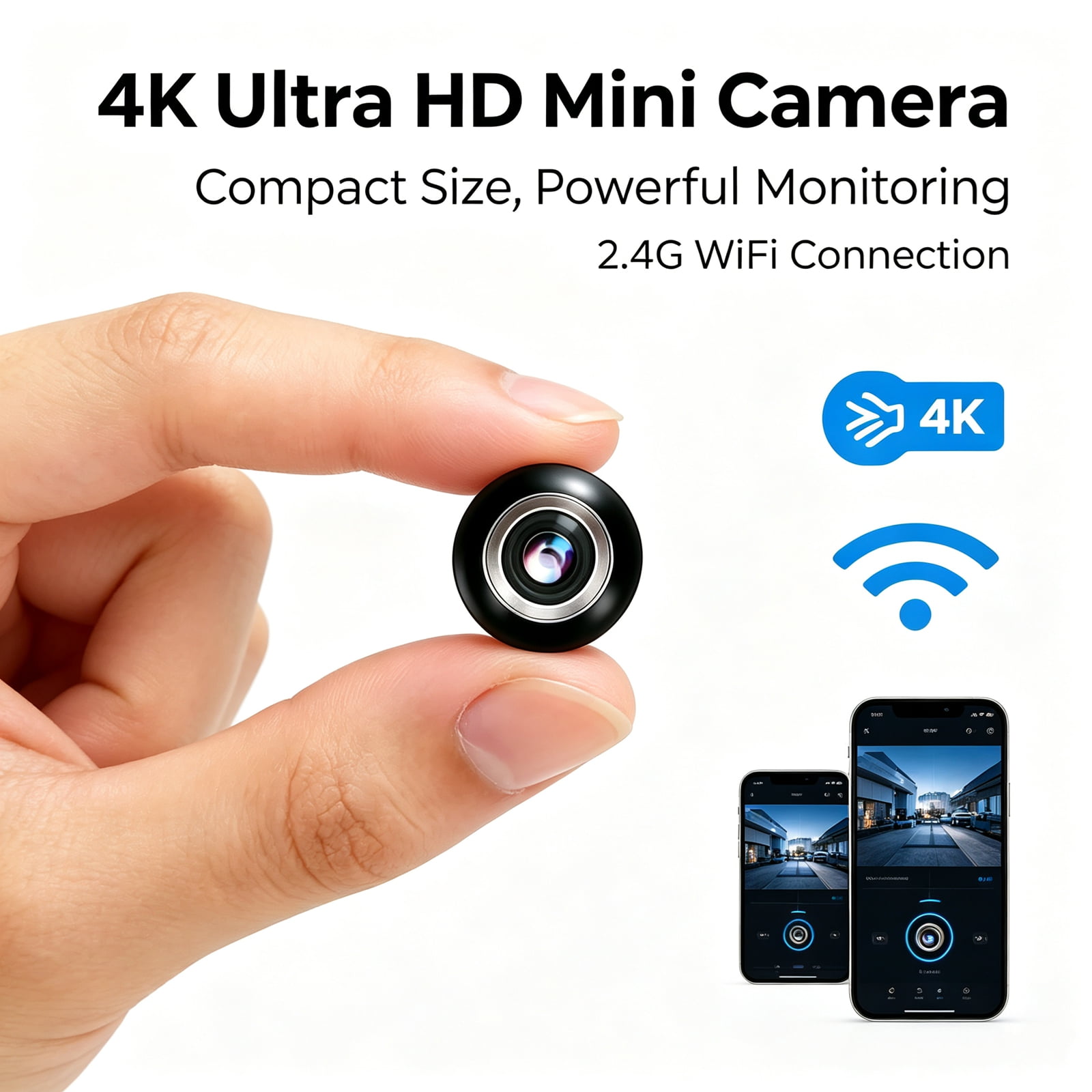 Wireless WiFi Security Camera Home Indoor Outdoor Camera House Cam 1080P Car Camaras Smart Camera Baby for Hous Home Office Outdoor Mobile APP Remote Security No Need G6
