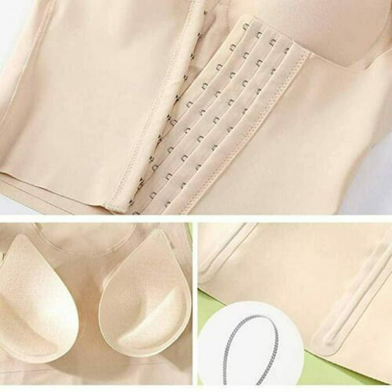 4-in-1 Hot Ladies Womens Tummy Control Chest Support Body Sculpting  Correcting Hunchback Waist Buttoned Bra Shapewear NUDE L 