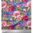 thumbnail image 1 of Soimoi Poly Georgette Fabric Leaves & Peony Floral Print Sewing Fabric Yard 42 Inch Wide, 1 of 5